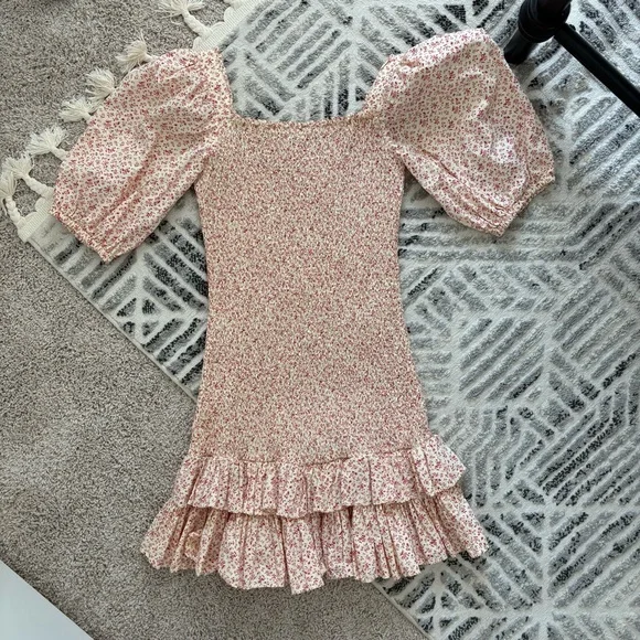 ByTiMo smocked floral puff sleeve dress size M - Picture 11 of 11
